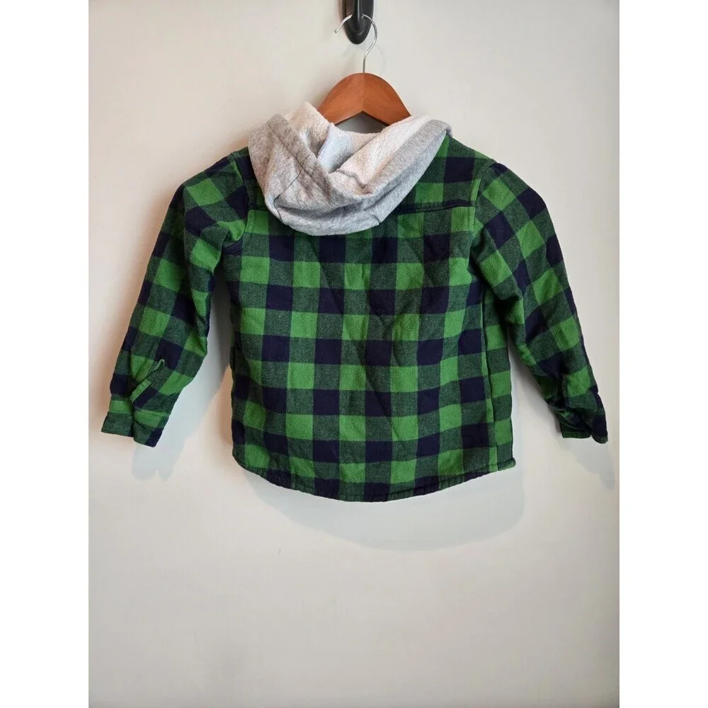 Buffalo David Bitton Boy's Green Black Plaid Sherpa Jacket 4T Boyhood 90s